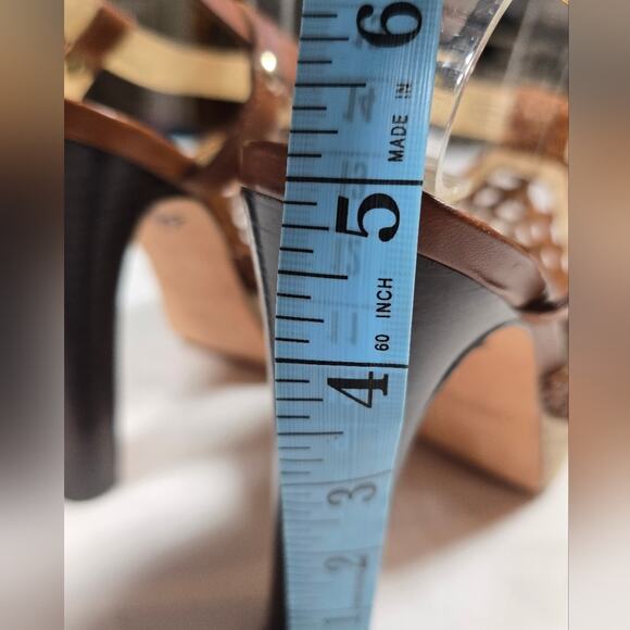 Coach Zany Brown Leather Stacked Platform Espadrille Heels sz 7 - Picture 13 of 14